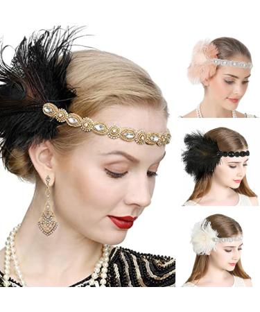 amangul Feather Headpiece Woman Carnivals Flapper Headband Mardi Gras Headpiece Masquerade Headpiece Gatsbys Headpiece(Black) - Buy Online on GoSupps.com