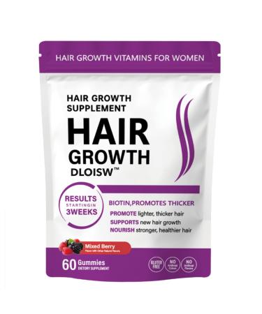 Hair Growth Accelerator Soft Chewable Tablets Advanced Hair Growth Formula for Men and Women Contains Active Ingredients and Biotin Promotes Thicker Fuller Stronger Hair 60 Tablets (Mixed Berry)