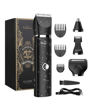 Brightup Body Hair Trimmer for Men, Electric IPX7 Waterproof Wet / Dry Pubic Ball Nose Facial Shaver with LED Light, Cordless Mens Trimmer with 4 Replaceable Blade Heads, Ultimate Male Hygiene Razor Black - Buy Online on GoSupps.com