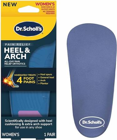Dr Scholl's Heel & Arch All Day Pain Relief Orthotic Insoles 3/4 Length Shoe Inserts Women Size 6 10  1 Pair