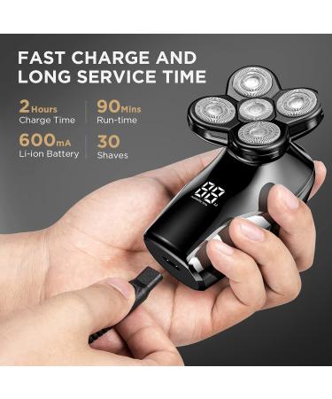 ATEEN Head Shaver - Wet & Dry Electric Razor for Perfect Bald Look | 5D Floating Smooth Shave Grooming Kit for Men | Anti-Pinch, Cordless Rechargeable, LED Display - Silver - Buy Online on GoSupps.com