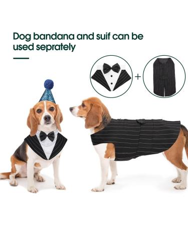 Kuoser Dog Smoking Suit & Bandana Set | Stylish Formal Pet Clothing for Weddings Halloween & Parties | Sizes S-XXL Back Length 29 cm - Buy Online on GoSupps.com