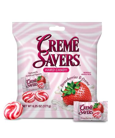Creme Savers Strawberries and Creme Hard Candy | The Taste of Fresh Strawberries Swirled in Rich Cream | The Original Classic Creme Savers Brought To You By Iconic Candy | 6.25oz Bag