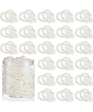 Hicarer Corsage Bracelet Wrist Corsage Elastic Pearl Bands Wedding Corsages Pearl Bracelet Wedding Wristlets DIY Wrist Corsages Accessories for Wedding Prom Hand Flowers Beach Party (48 Pieces)
