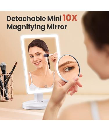 Portable SOKEA Lighted Makeup Mirror - 88 LED, 10X Magnification, 3 Lighting Modes, Perfect Women Gift - White - Buy Online on GoSupps.com