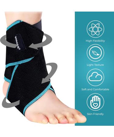 Adjustable Compression Ankle Support Brace for Men & Women - Injury Recovery, Plantar Fasciitis, Achilles Tendonitis - 1PC (Black-Blue) - Buy Online on GoSupps.com