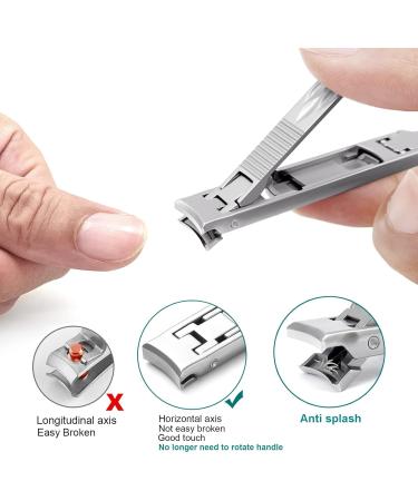 VOGARB Portable Nail Clippers for Thick Nails Ultra Thin Foldable Wide Jaw Opening Cutter with Safety Lock Double Head Curved and Bevel Trimmer for Toenail Fingernail Travel Design (Silver) - Buy Online on GoSupps.com