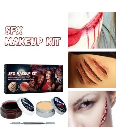Halloween Makeup - 2 In 1 Washable Body Paint Kit Includes Fake Blood Gel And Scar Realistic Effect For Nose Eyebrow Detailing Game Game - Buy Online on GoSupps.com