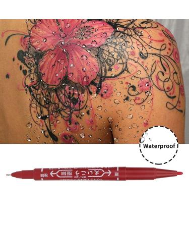 Tattoo Skin Marker Set - Double End Piercing Positioning Pen for Body Art and Permanent Makeup - 10pcs Red Tattoo Marking Pens - Buy Online on GoSupps.com