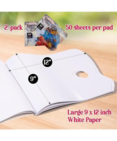 Disposable Palette Paper Pad | 50 Sheets 9x12 Inch 80GSM | For Oil, Acrylic, Watercolors, Gouache | Bleed-Proof White Mixing Sheets | Ideal for Artists | 2 Pack - Buy Online on GoSupps.com