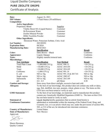 1 oz Bottle Fulvic and Humic Acid Immune Gut Support Easy to Take 100% Bioavailable Pure Liquid Zeolite Suspension Enhanced with DHQ Natural Immune System Modulator Unflavored 1 Fl Oz (Pack of 1) - Buy Online on GoSupps.com