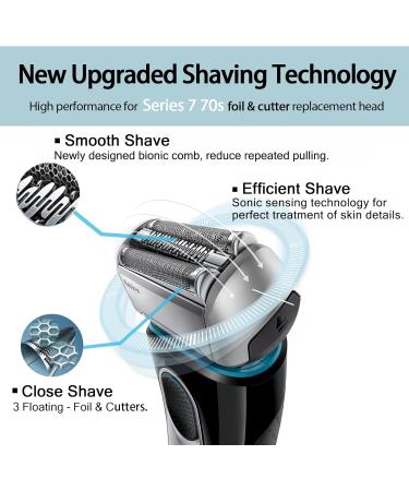 Buy Series 7 70S Foil & Cutters for Braun S7 Electric Razors - Compatible with 720cc 750cc 760cc 790cc 799 797 9565 - 2 Pack Silver Replacement Heads - Buy Online on GoSupps.com