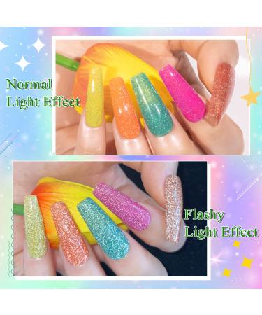 MIZHSE Neon Reflective Glitter Gel Polish Set - Sparkly Diamond Shimmer - Soak Off UV LED - Home & Salon Manicure - Buy Online on GoSupps.com