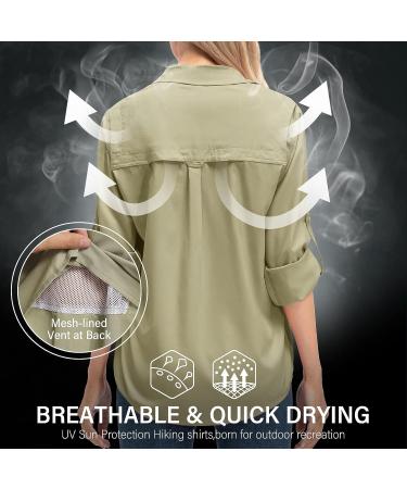Women's Quick Dry Sun UV Protection Safari Shirt for Hiking Fishing X-Large Khaki - Buy Online on GoSupps.com