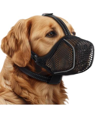 Bonthee dog muzzle mesh soft muzzle for small medium -sized dogs breathable reflecting adjustable puppy muzzle muzzles with a collar for scavening grooming allow panting