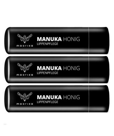 Maorika Manuka lip care - natural care with high -quality Manuka honey MGO 400+ lip balm for smooth lips and with herpes 1 piece (3 pack)