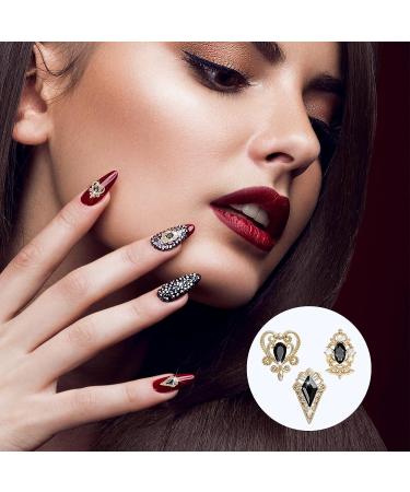 20-Piece 3D Black Nail Charms Kit | Gold Metal Alloy Rhinestones for Nail Art & Jewelry DIY - Buy Online on GoSupps.com