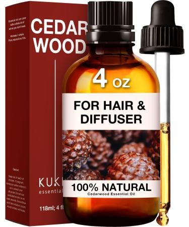 Kukka Cedarwood Essential Oil for Hair Growth & Diffuser (118ml) - 100% Natural Therapeutic Grade Essential Oil Cedarwood Oil for Hair Growth Aromatherapy & Skin Cedarwood 118 ml (Pack of 1)
