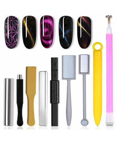 WOKOTO 9Pcs Cat Eye Magnet For Nails Uv Gel Nail Magnets For Gel Polish Magnet Pens Sticks Gradient Designs Tools Nail Art Magnets Pens For Women Nails Magnetic Stick Wands Nail Polish Magnet KIT1 9pcs magnet set