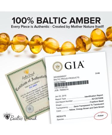 Baltic Proud Adult Amber Necklace - Natural Pain Relief for Migraines, Sinus, Arthritis - Raw Honey Color (18 Inches) - Buy Online on GoSupps.com