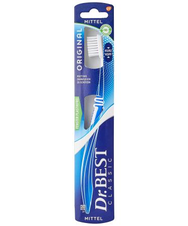 Dr.BEST Original Short Head Toothbrush Medium (1 piece) helps protect the gums