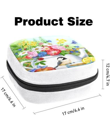Sanitary Napkin Storage Bag | Period Tampon Makeup Pad Pouch | Butterfly Flowers Birds Design - Buy Online on GoSupps.com