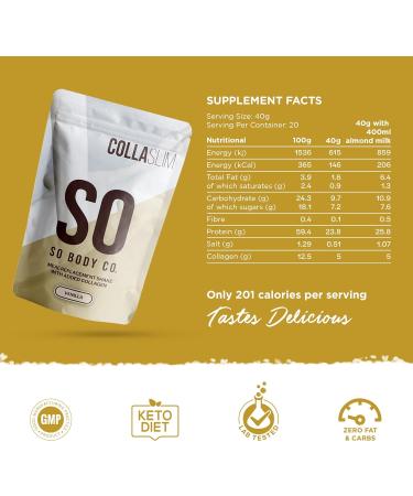 SoBodyCo CollaSlim Vanilla Meal Replacement Shake with Added Collagen 800g (1 Pack) - Weight Loss and Diet Support - Buy Online on GoSupps.com