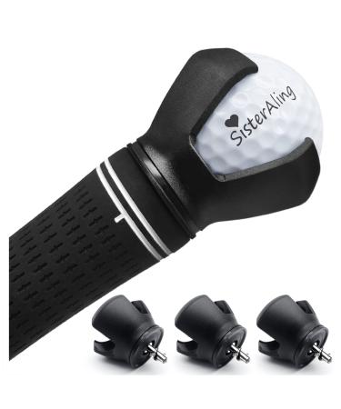 SisterAling 3-Prong Golf Ball Retriever Grabber Pick Up Back Saver Claw Put On Putter Grip Suction Cup Ball Grabber Sucker for Golf Screws Tool 3 PACK black
