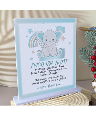 51 Pcs Baby Shower Games Set with Baby Pacifier Hunt Sign and Blue Boho Elephant Theme - Fun and Easy Activity - Buy Online on GoSupps.com
