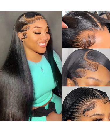Straight Lace Front Wigs Human Hair 13x4 HD Transparent Lace Front Wigs Glueless Wigs Human Hair Pre Plucked with Baby Hair 180% Density Lace Frontal Wigs for Black Women Natural Color (20inch) 20 Inch 13x4 Straight Lace...