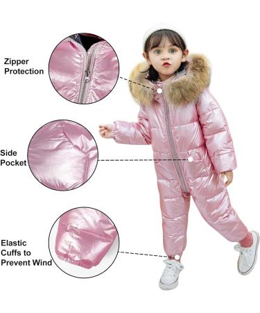 Baby Girls Winter Hooded Snowsuit Down Skisuit | Pink Jumpsuit 9-12 Months - Buy Online on GoSupps.com