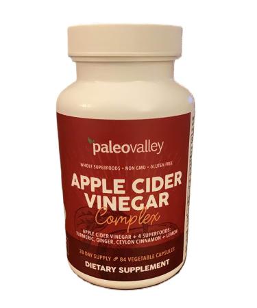 Apple Cider Vinegar Complex - Nutritional Supplement with Turmeric, Ginger, Ceylon Cinnamon and Lemon - 84 Capsules - Helps Stabilize Blood Sugar - Supports Protein Absorption 84 Count (Pack of 1)
