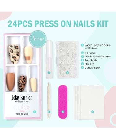 Jofay Fashion Salon Short Almond Press on Nails Vintage Acrylic Fake Nail Tips - Matte Amber | 24 Nail Kit for Women and Girls - Buy Online on GoSupps.com