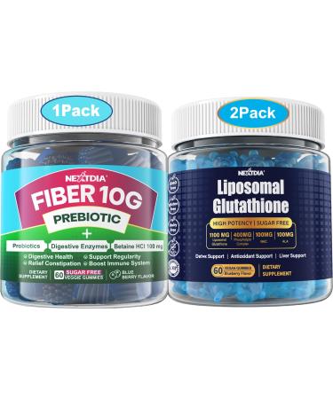 Nextdia Fiber Gummies Supplement for Adults+ Liposomal Glutathione Gummies Supplement for Women