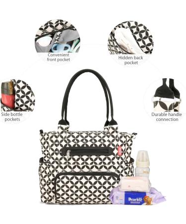 SONARIN 7pcs Multifunction Nappy Changing Bag Set - Black & White | Mummy Tote Bag with Bottle Bag, Changing Mat, Stroller Straps - Travel Diaper Bag - Buy Online on GoSupps.com