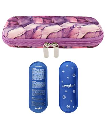 EVA Insulin bags for diabetes medication diabetic travel bag with 2 nylon cooling packs for the insulin pencil insulin injections insulin and other diabetic accessories (Marble Purple)