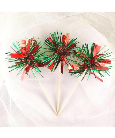 50Pcs Firework Cupcake Toppers Firework Party Picks Cocktail Food Fruit Toothpick Holiday Cake Topper Decoration Toppers Picks for Christmas New Year Party Celebrations Cake Decoration Green and Red - Buy Online on GoSupps.com