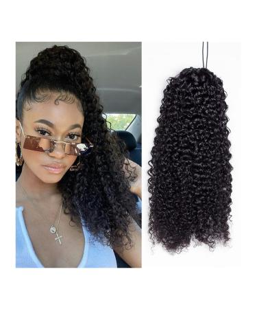 Hair Chignon Brazilian Hair Ponytail Curl with Drawstring Hair Comb Ponytail Extensions Curly Ponytail Hair Clip for Black Women Messy Bun Hair Piece (Color : Black Size : 16inch 100g)