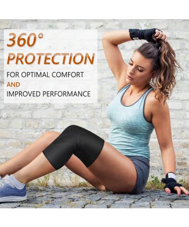 Copper Knee Braces (2 Pack) - Compression Sleeve Support for Men and Women - Meniscus Tear, ACL, Arthritis - Joint Pain Relief - Large Black - Buy Online on GoSupps.com