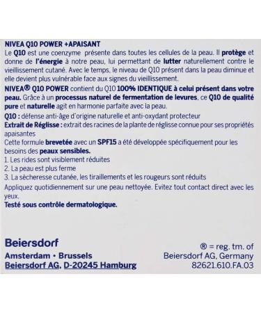 NIVEA Q10 Sensitive Soin de Jour FPS 15 (1 x 50 ml) cr me anti rides enrichie en Q10 pur et extrait de r glisse cr me anti- ge booster de collag ne soin visage apaisant pour peaux sensibles 50 ml (Lot de 2) Sensitive Soin de Jour - Buy Online on GoSupps.com