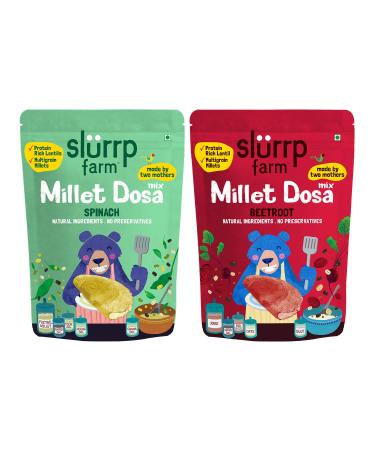 Slurrp Farm Millet Dosa Instant Mix, Supergrains Spinach and Beetroot, Natural and Healthy Food, 10.5Oz (Pack of 2)