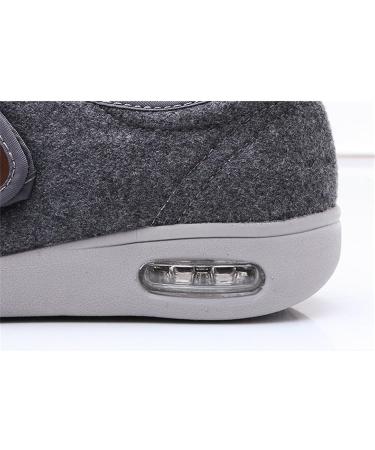 Men's Warm Plush Fleece Diabetic Shoes | Adjustable Straps Non-Slip Orthopedic Footwear for Elderly Pain Relief & Swollen Feet - Size 6 Gris - Buy Online on GoSupps.com