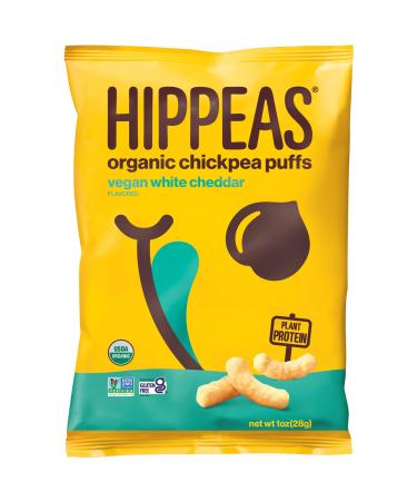 HIPPEAS Organic Chickpea Puffs + Vegan White Cheddar | 1 Ounce, 18 Count | Vegan, Gluten-Free, Crunchy, Protein Snacks Original Vegan White Cheddar 1oz (pack of 18)