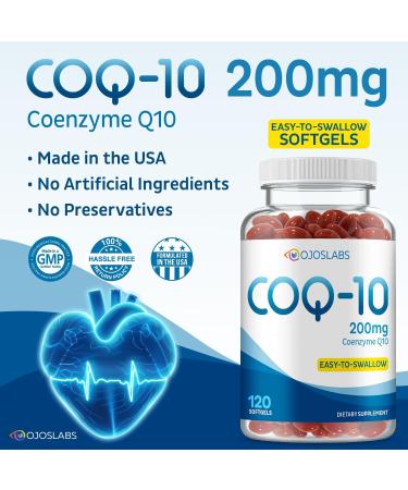OjosLabs CoQ10 200mg - Coenzyme Q10 Dietary Supplement Easy-to-Swallow 120 Softgels - Buy Online on GoSupps.com