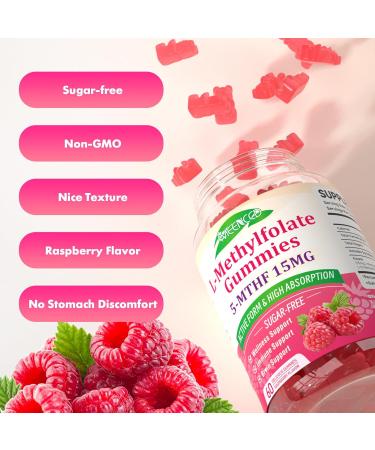 L-Methylfolate 15mg Gummies Methylfolate Supplement 5-MTHF Supplement - Active 5-MTHF & High Absorption - Supports Brain Health & Immune System Vegan Raspberry Flavor 60 Count 60 Count (Pack of 1) - Buy Online on GoSupps.com
