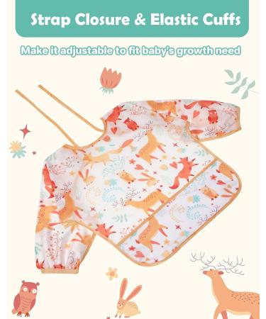 Lictin Waterproof Baby Bibs with Sleeves 5 Pcs - Unisex Feeding Apron for Infant Toddler 0-2 Years - Cute Cartoon Design - Multicolor - Buy Online on GoSupps.com