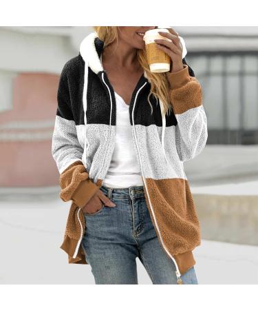 Shop Hanxiulin Oversized Fleece Jacket for Women - Warm Hooded Sweater Coat in Coffee - Perfect Winter Transition Layer 4XL - Buy Online on GoSupps.com