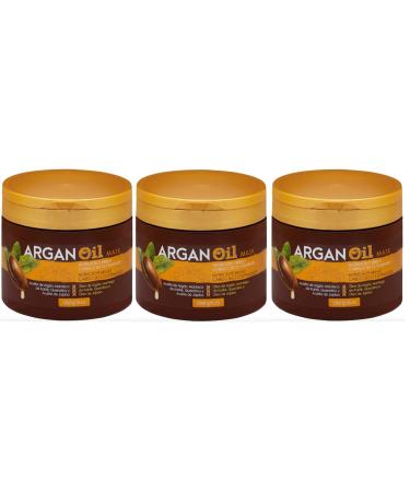 Lot de 3 pots de 400 ml pour cheveux secs et ab m s | Masque Argan Oil Deliplus | Total 1 2 l