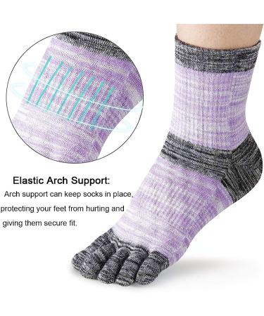Meaiguo Women's Running Toe Socks - 4 Pairs, Grey/Blue/Pink/Purple - Buy Online on GoSupps.com