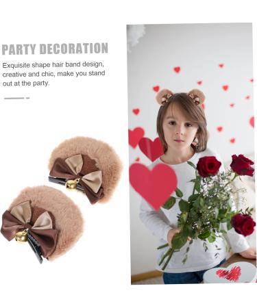 Beaupretty 2 Pairs bear ear hair clip bear hair clips bows for girls fair ears barrettes hair accessories for girls bear headband bear ears kawaii hair double bow side clip polyester Miss - Buy Online on GoSupps.com